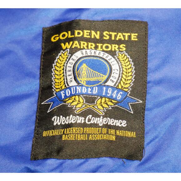 NEW GOLDEN STATE WARRIORS SATIN BLUE NBA TEAM EMBROIDERED JACKET MSRP $125 - XL - Picture 6 of 8